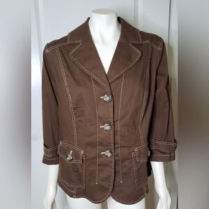 Coldwater Creek Brown Blazer with Contrast Stitching Womens Size 20